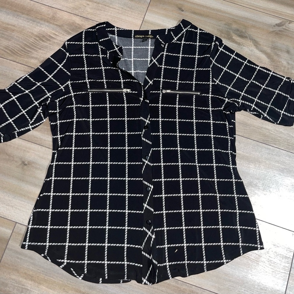 Monochrome Grid Button Down Shirt